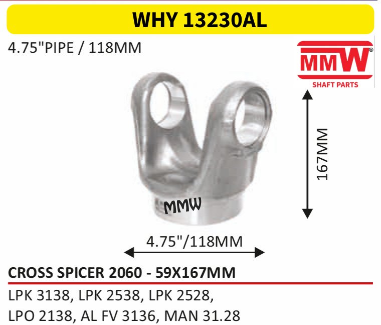 WHY 13230AL Half Yoke / Tube Yoke
