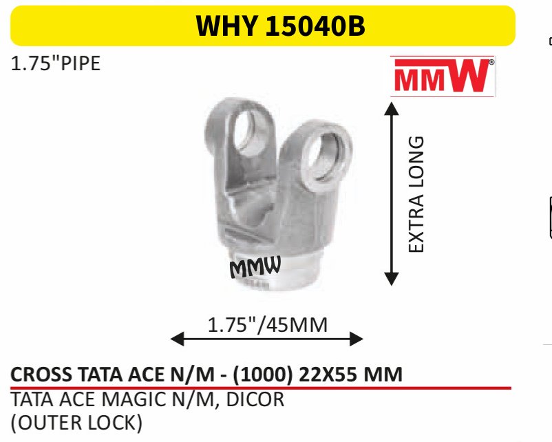 WHY 15040B Half Yoke / Tube Yoke