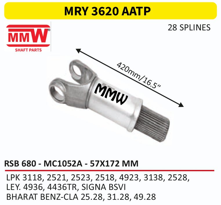 MRY 3620 AATP New Launches 57X172 MM length 420MM/16.5" for LPK 3118, 2521, 2523, 2518, 4923, 3138, 2528,, LEY MMW Auto Industries