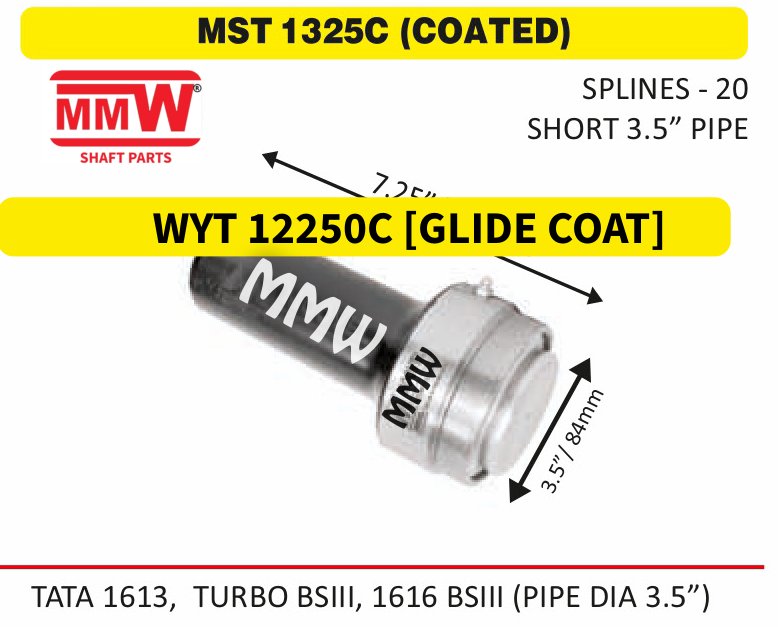 MST 1325C (COATED) Full Sleeve Yoke & Rear Teeth 20 splines 3.5" pipe for TATA1613,TURBOBSIII,1616BSIII（PIPEDIA3.5") MMW Auto Industries