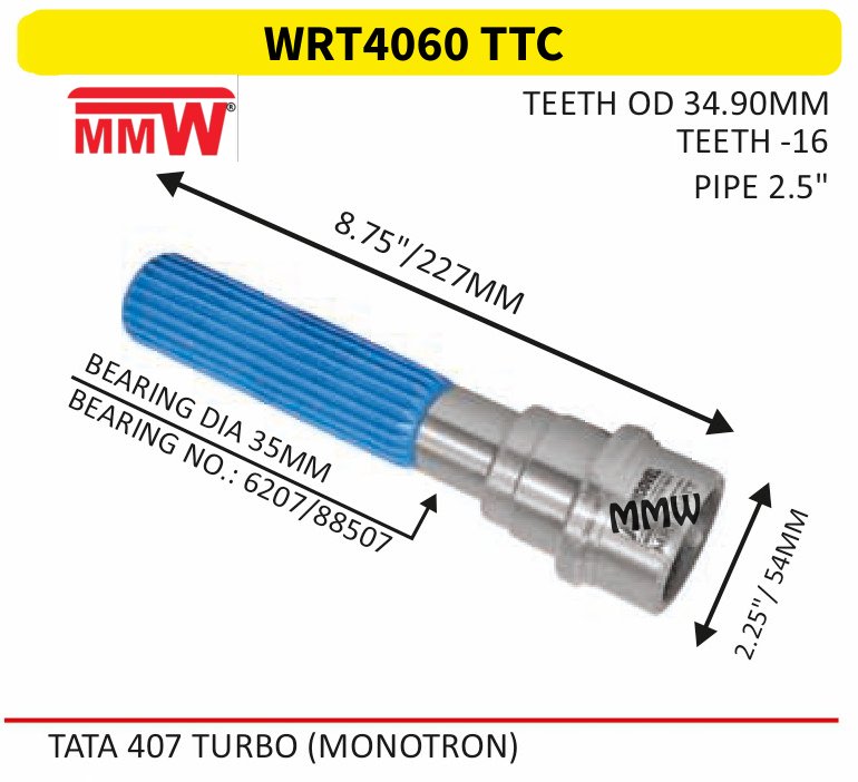 WRT4060 TTC Full Sleeve Yoke & Rear Teeth length 8.75"/227MM 2.5" pipe MMW Auto Industries