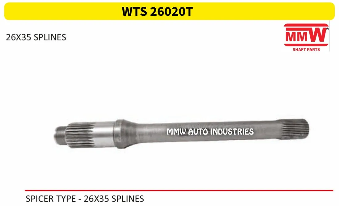 WTS 26020T Through Shaft 26X35 splines for SPICER TYPE-26X35 SPLINES MMW Auto Industries