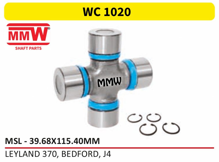 WC 1020 UJ Cross 39.68X115.40 MM for LEYLAND 370, BEDFORD, J 4 MMW Auto Industries