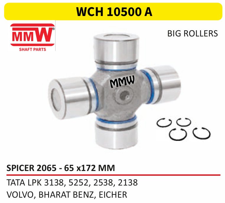 WCH 10500 A Cross Holder (Flange Yoke) 65X172 MM for TATA LPK 3138, 5252, 2538, 2138, VOLVO, BHARAT BEN MMW Auto Industries