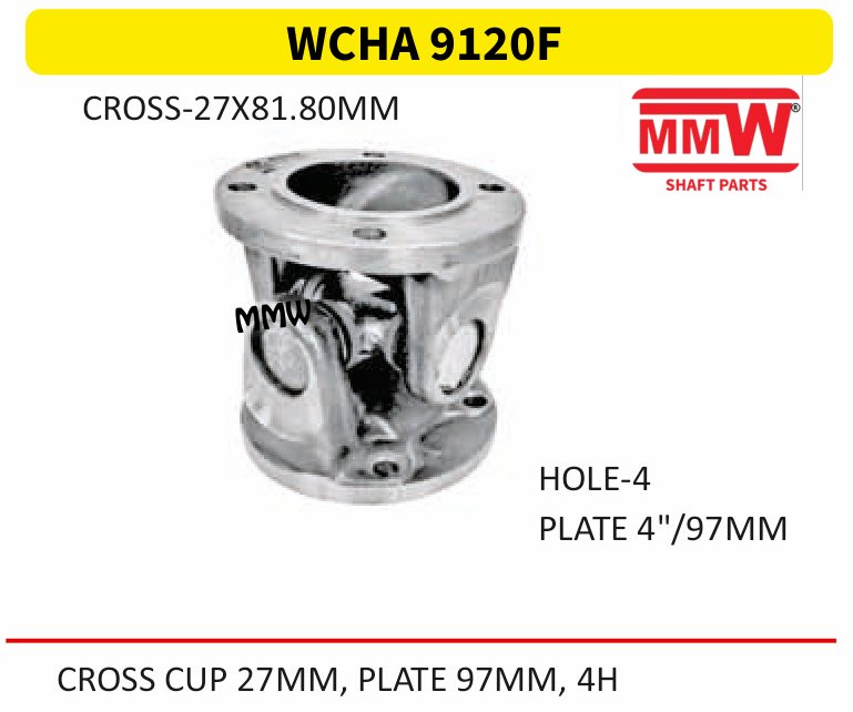 WCHA 9120F Cross Holder Assembly 27X81.80 MM for CROSSCUP27MM,PLATE97MM,4H MMW Auto Industries