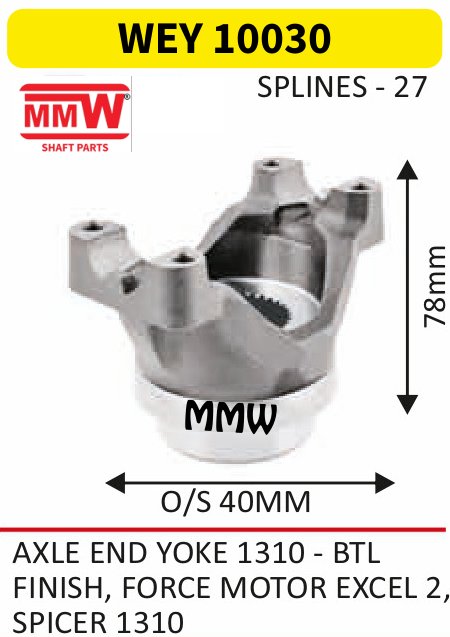 WEY 10030 Gear Box Coupling Flange 27 splines for AXLEENDYOKE1310-BTL, FINISH,FORCEMOTOREXCEL2 MMW Auto Industries