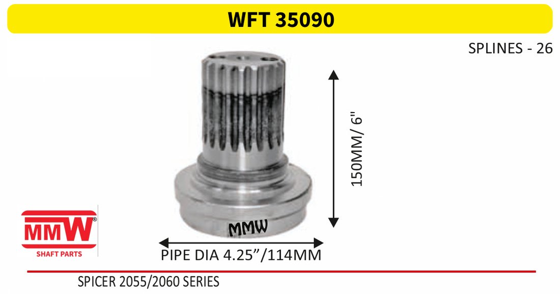 WFT 35090 Front Teeth & Centre Coupling Flange 26 splines MMW Auto Industries