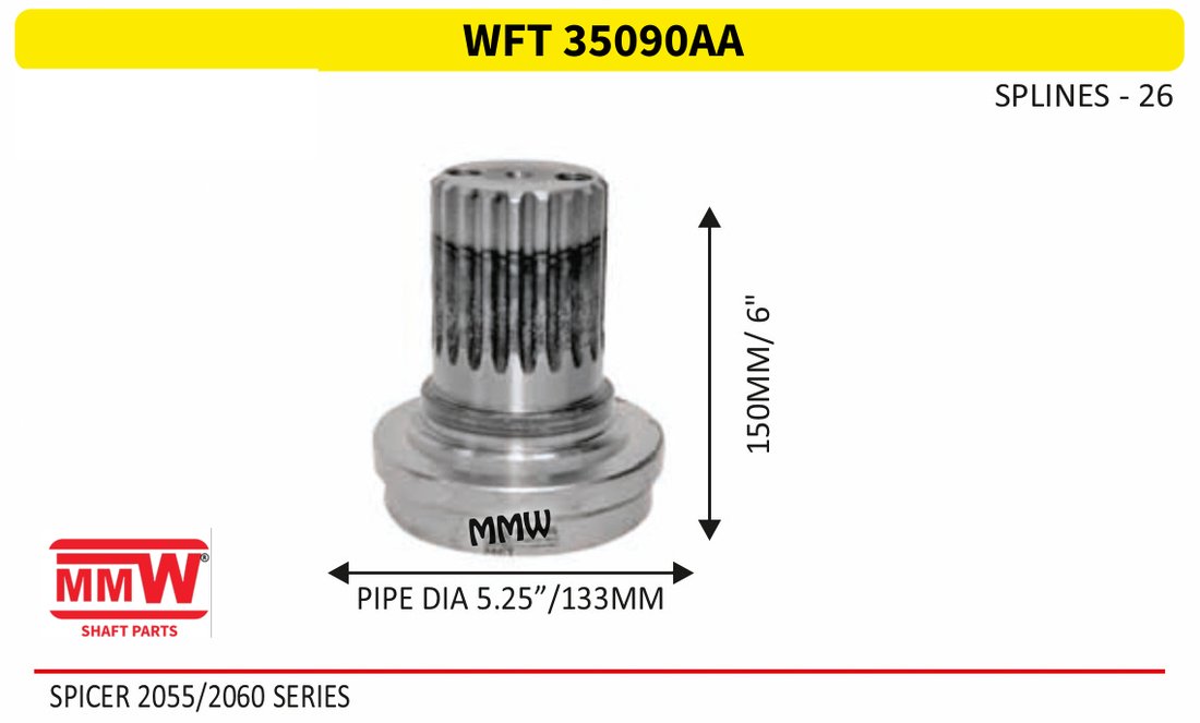 WFT 35090AA Front Teeth & Centre Coupling Flange 26 splines MMW Auto Industries