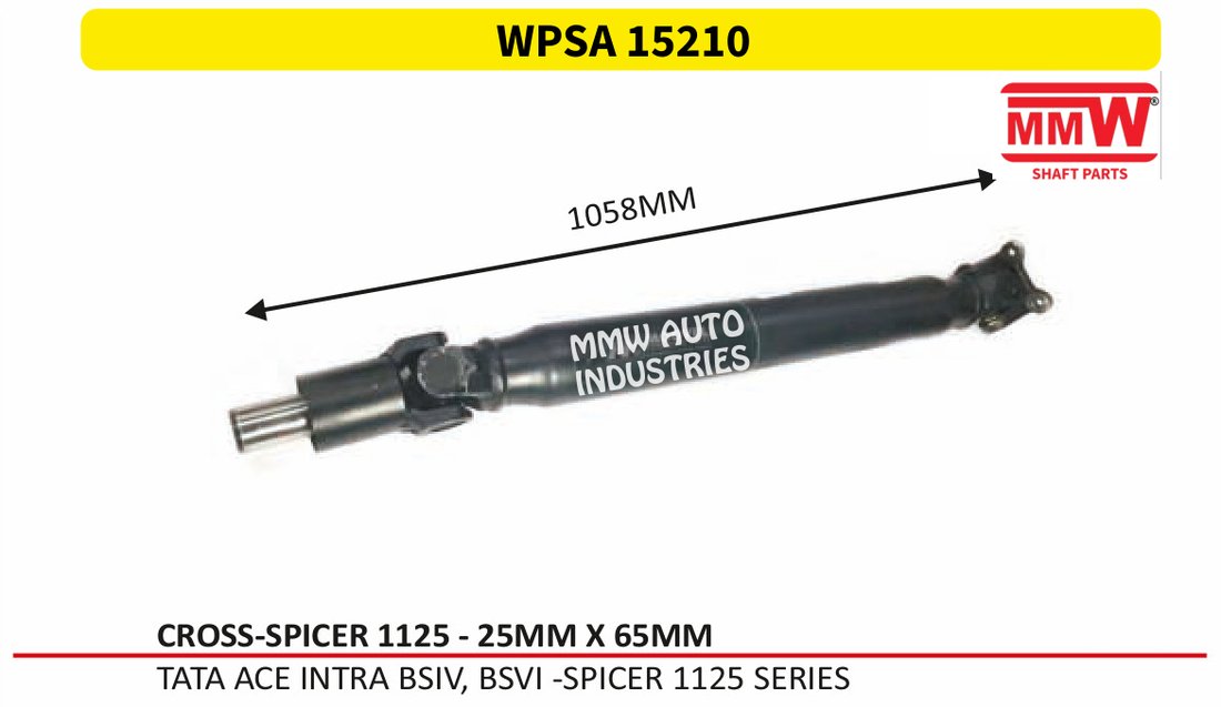 WPSA 15210 Propeller Shaft (LCV) 25X65 MM length 1058 MM for TATAACEINTRABSIV, BSVI - SPICER 1125 SERIES MMW Auto Industries