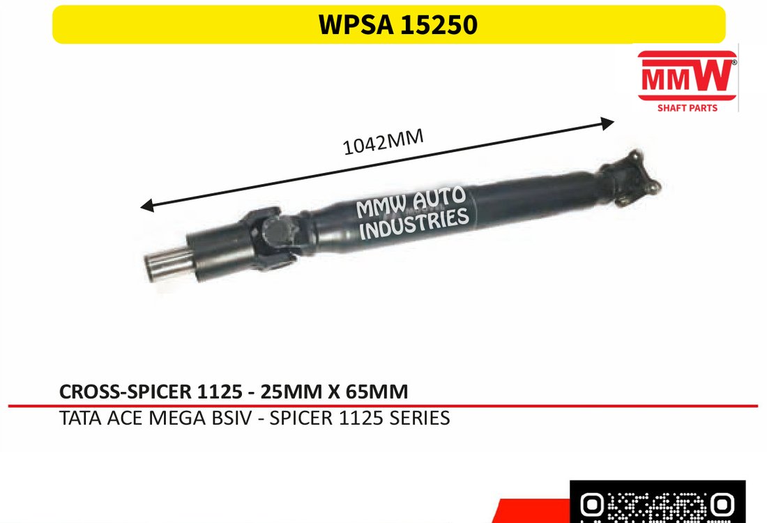 WPSA 15250 Propeller Shaft (LCV) 25X65 MM length 1042 MM for TATAACEMEGABSIV - SPICER 1125 SERIES MMW Auto Industries