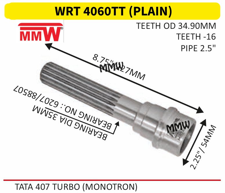 WRT 4060TT (PLAIN) Full Sleeve Yoke & Rear Teeth 2.5" pipe MMW Auto Industries