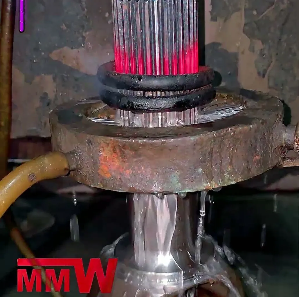 Induction hardening of spline teeth at the MMW Auto Industries factory, Delhi